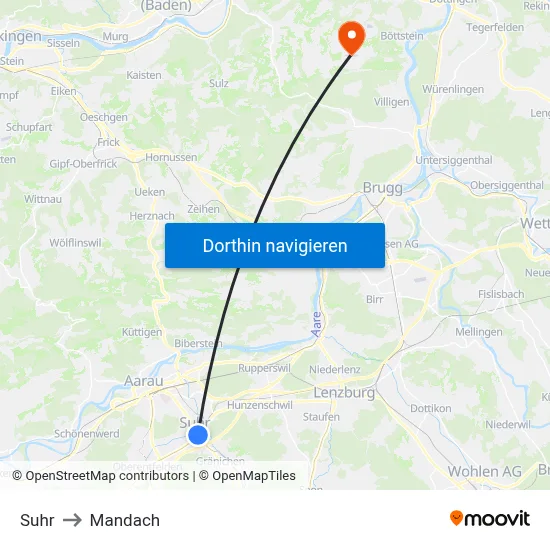 Suhr to Mandach map