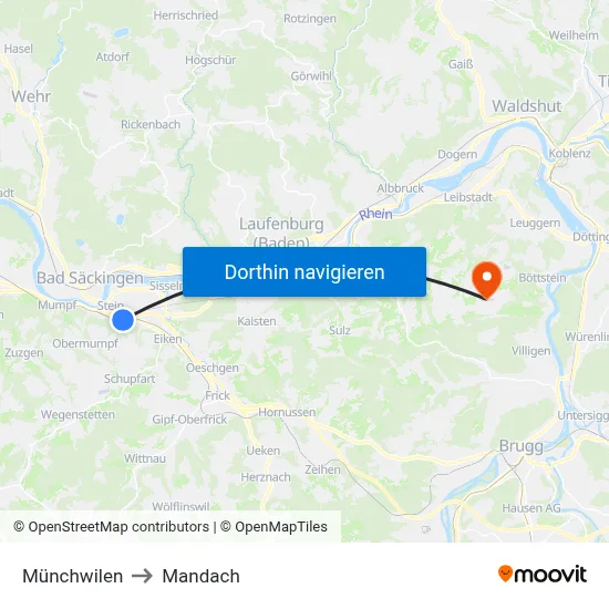 Münchwilen to Mandach map