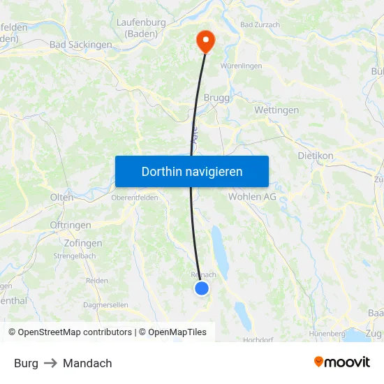 Burg to Mandach map