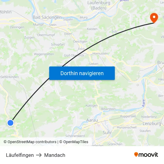 Läufelfingen to Mandach map