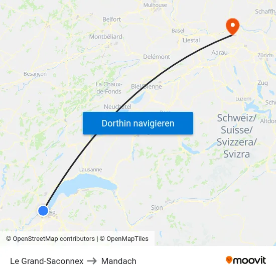 Le Grand-Saconnex to Mandach map
