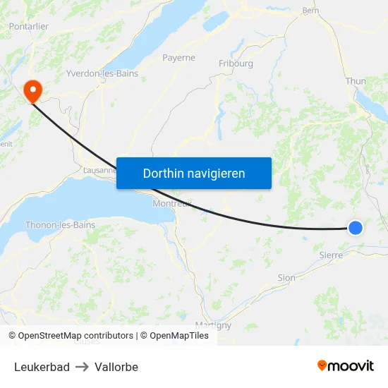 Leukerbad to Vallorbe map