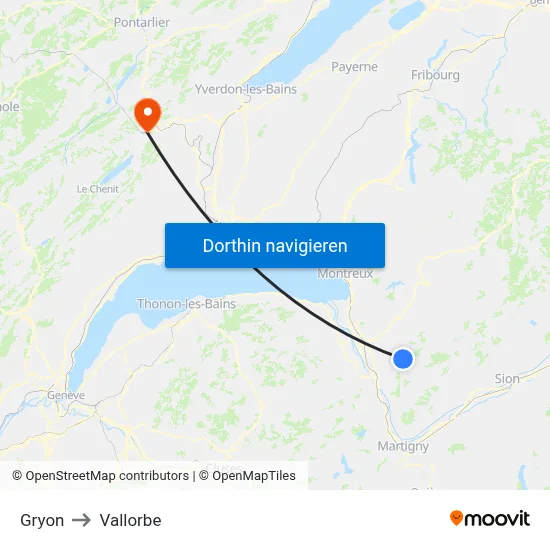 Gryon to Vallorbe map