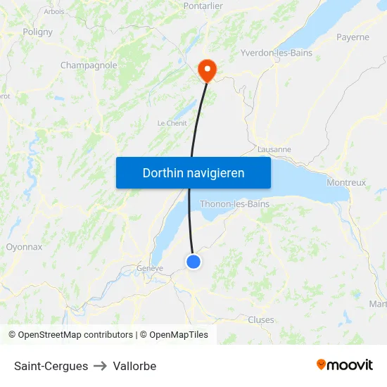 Saint-Cergues to Vallorbe map