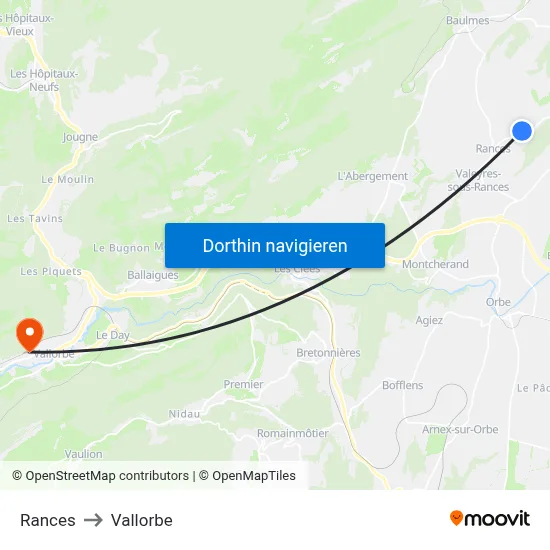 Rances to Vallorbe map