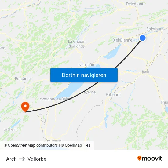 Arch to Vallorbe map