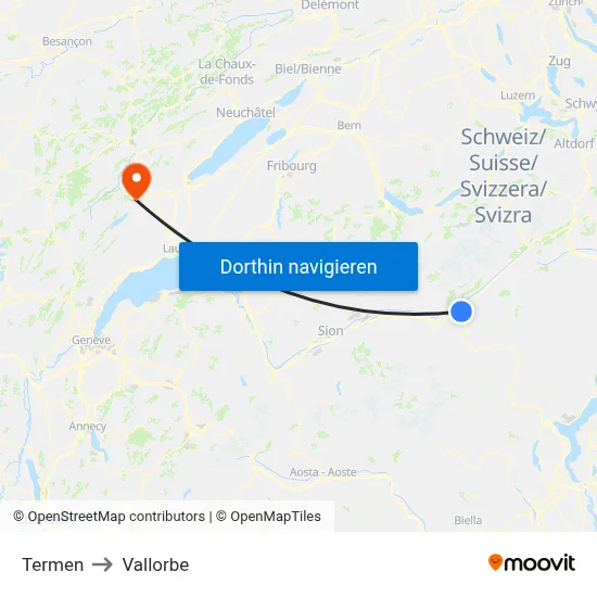 Termen to Vallorbe map