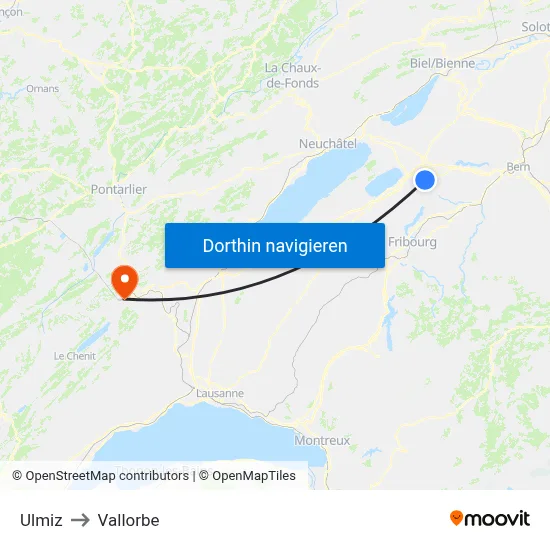 Ulmiz to Vallorbe map