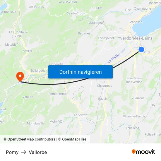Pomy to Vallorbe map