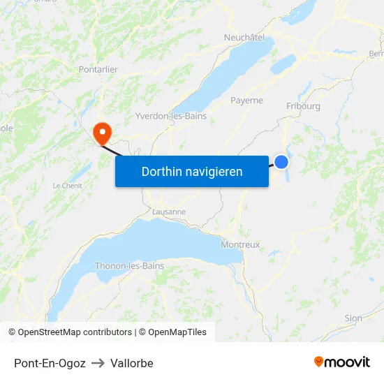 Pont-En-Ogoz to Vallorbe map