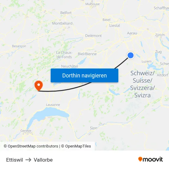 Ettiswil to Vallorbe map