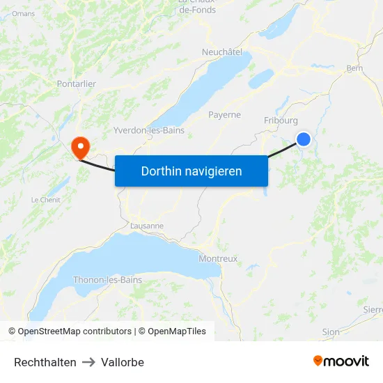 Rechthalten to Vallorbe map
