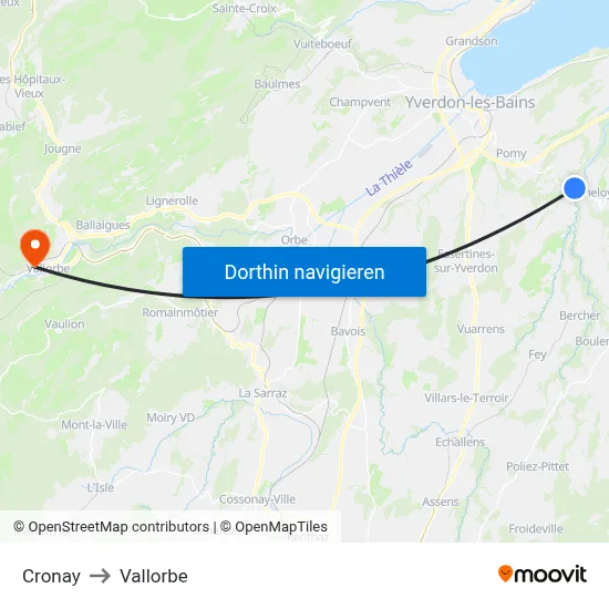 Cronay to Vallorbe map