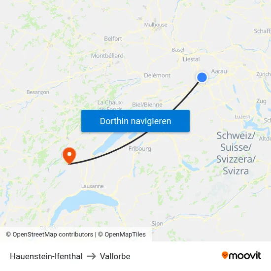 Hauenstein-Ifenthal to Vallorbe map