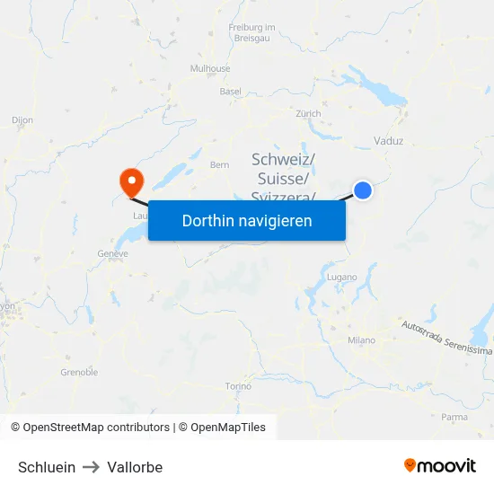 Schluein to Vallorbe map