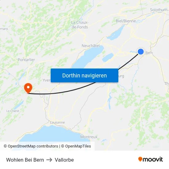 Wohlen Bei Bern to Vallorbe map