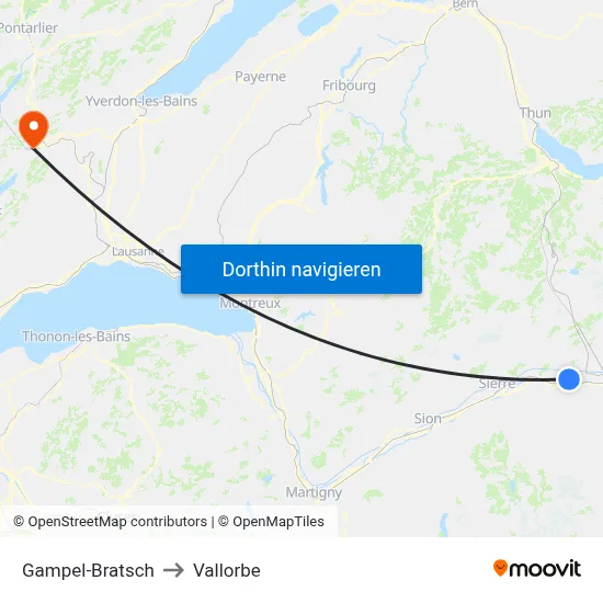 Gampel-Bratsch to Vallorbe map