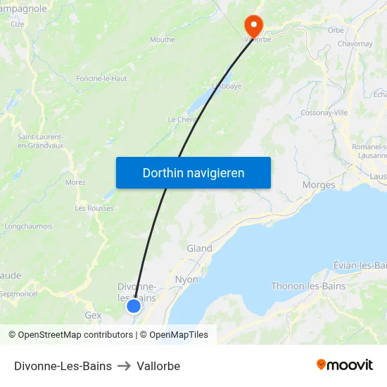 Divonne-Les-Bains to Vallorbe map