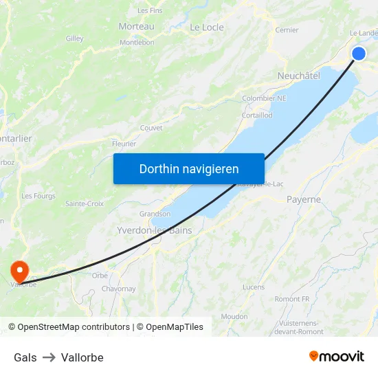 Gals to Vallorbe map