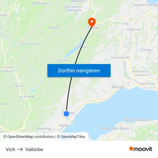 Vich to Vallorbe map