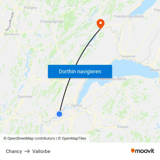 Chancy to Vallorbe map