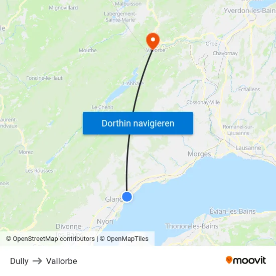 Dully to Vallorbe map