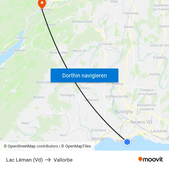 Lac Léman (Vd) to Vallorbe map