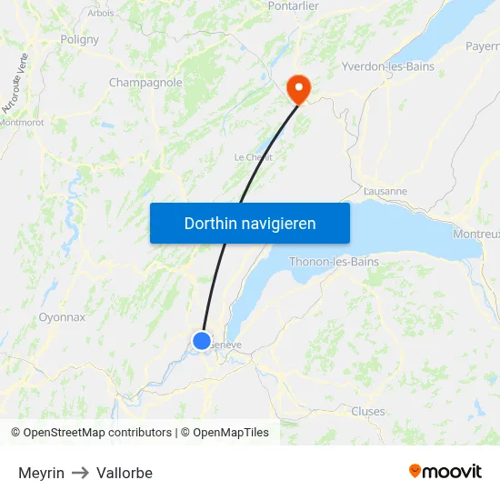 Meyrin to Vallorbe map