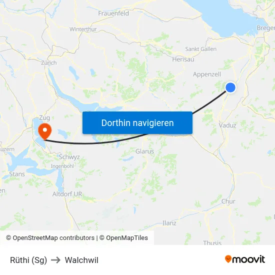 Rüthi (Sg) to Walchwil map