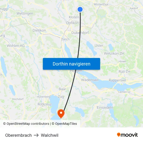 Oberembrach to Walchwil map
