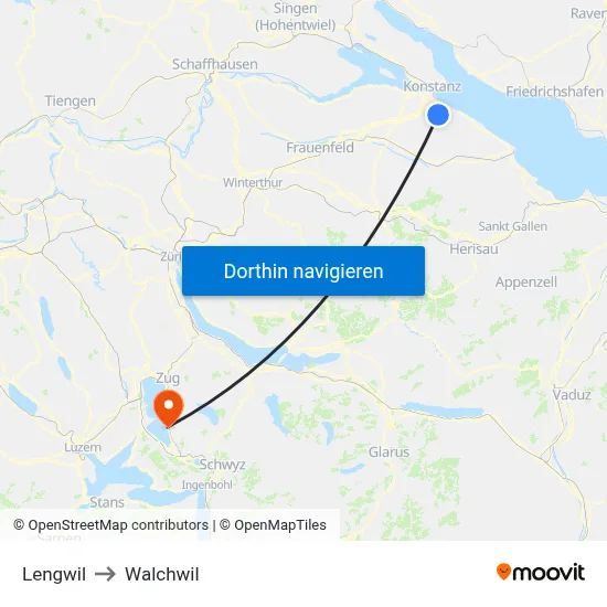Lengwil to Walchwil map