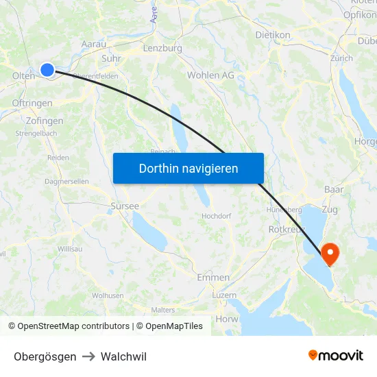 Obergösgen to Walchwil map