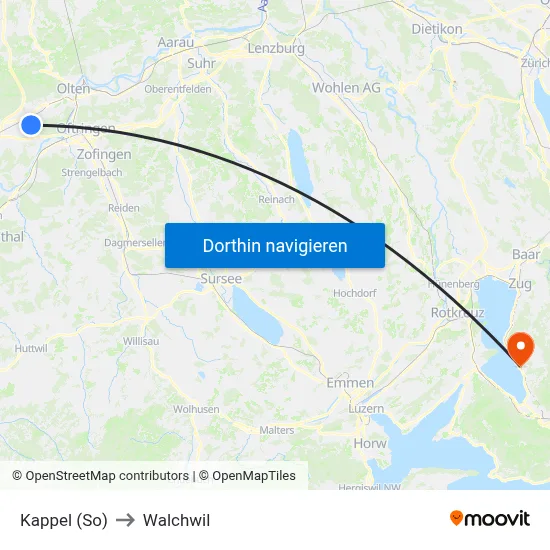 Kappel (So) to Walchwil map