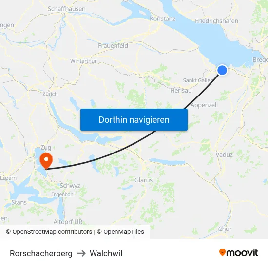 Rorschacherberg to Walchwil map
