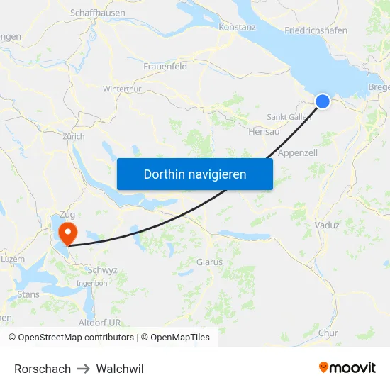 Rorschach to Walchwil map