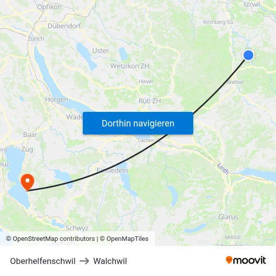 Oberhelfenschwil to Walchwil map