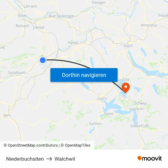 Niederbuchsiten to Walchwil map