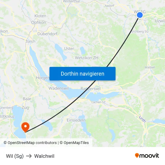 Wil (Sg) to Walchwil map