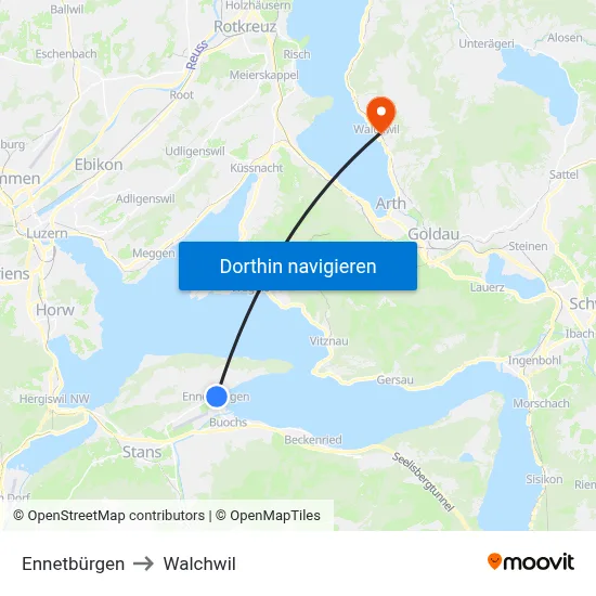 Ennetbürgen to Walchwil map