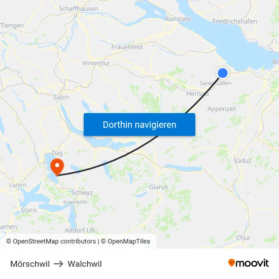 Mörschwil to Walchwil map