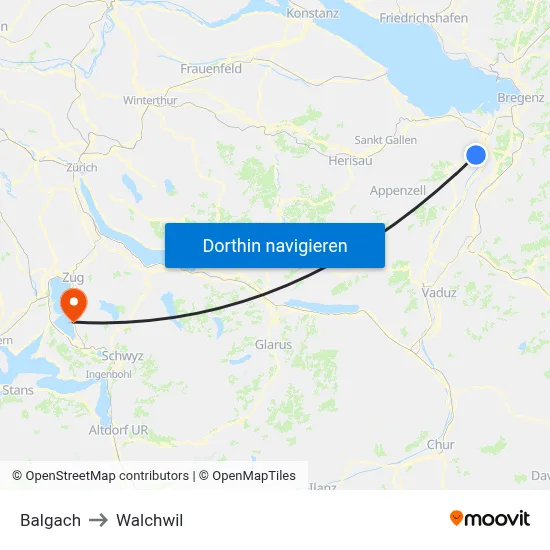 Balgach to Walchwil map
