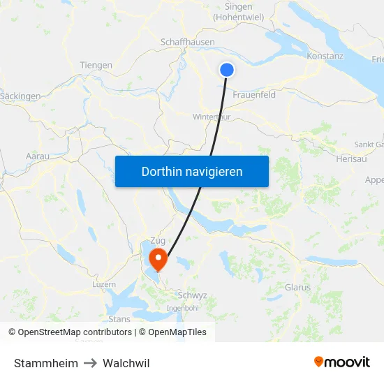Stammheim to Walchwil map