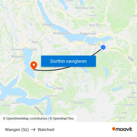 Wangen (Sz) to Walchwil map