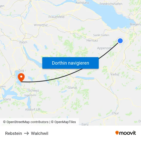 Rebstein to Walchwil map