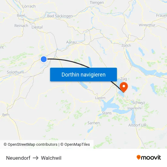 Neuendorf to Walchwil map