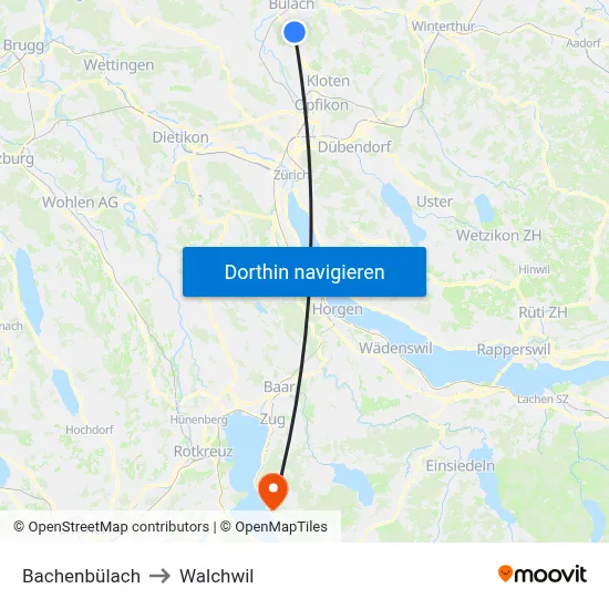 Bachenbülach to Walchwil map
