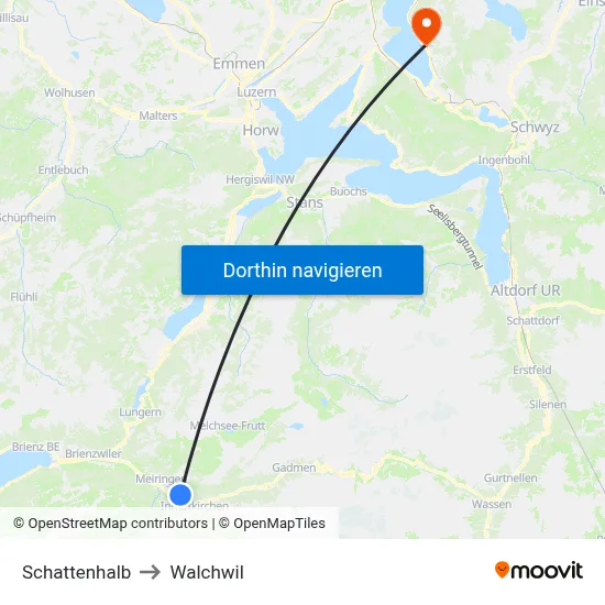 Schattenhalb to Walchwil map