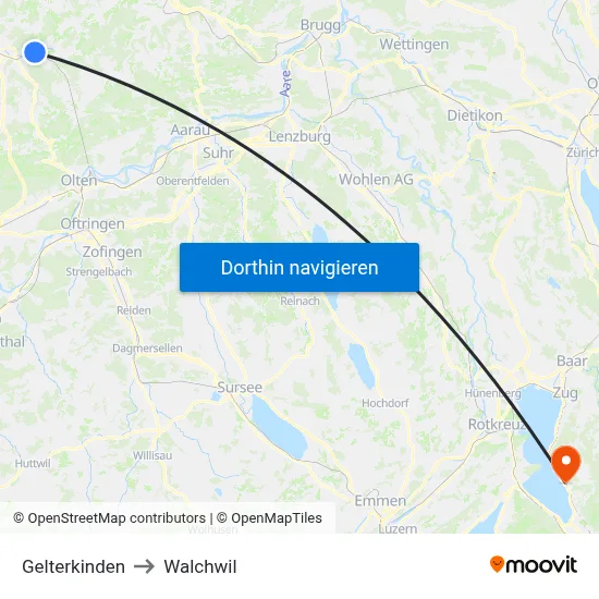 Gelterkinden to Walchwil map