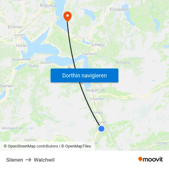 Silenen to Walchwil map