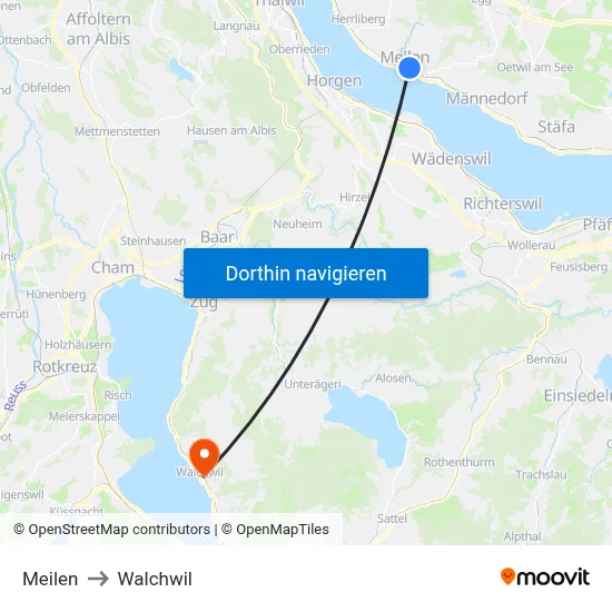 Meilen to Walchwil map